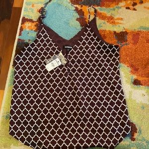 NWT Express plum and white fancy cami